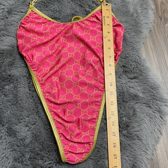 Pink monogram double G pink one piece swimsuit - Picture 8 of 9